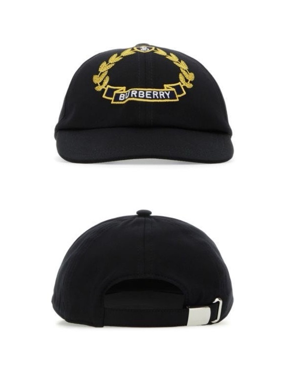 Burberry Oak Leaf Crest Embroidered Cotton Baseball Cap Black Medium 58 Logo Nwt